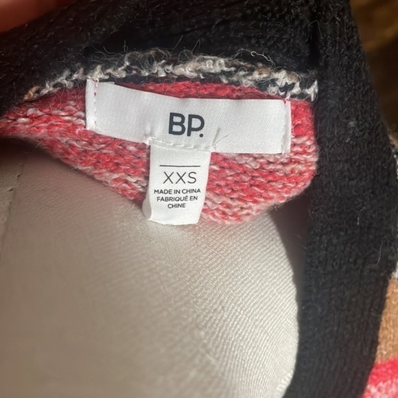 Bp sweater woman’s black mark stripe red brown cardigan button New size XXS - Picture 2 of 6